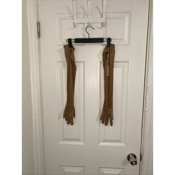 SKIMS Accessories - NWT SKIMS Chai Brown‎ Velvet Monogram Long Gloves Women's Small M